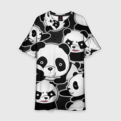 Платье клеш для девочки Смешные панды, цвет: 3D-принт