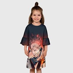 Платье клеш для девочки Магическая битва, цвет: 3D-принт — фото 2