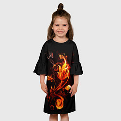 Платье клеш для девочки Огненный цветок, цвет: 3D-принт — фото 2