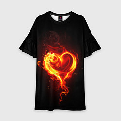 Платье клеш для девочки Пламенное сердце, цвет: 3D-принт