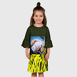 Платье клеш для девочки Фото огонь, цвет: 3D-принт — фото 2