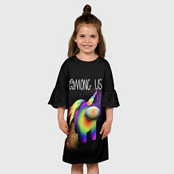 Платье клеш для девочки AMONG US ЕДИНОРОГ, цвет: 3D-принт — фото 2