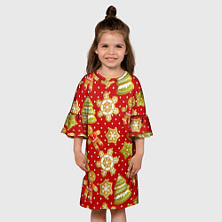 Платье клеш для девочки С Новым Годом!, цвет: 3D-принт — фото 2