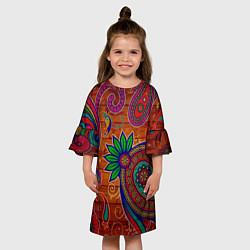 Платье клеш для девочки Узоры текстура фон, цвет: 3D-принт — фото 2