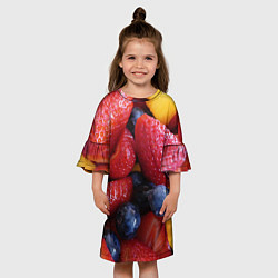 Платье клеш для девочки Фругтово-ягодное изобилие, цвет: 3D-принт — фото 2