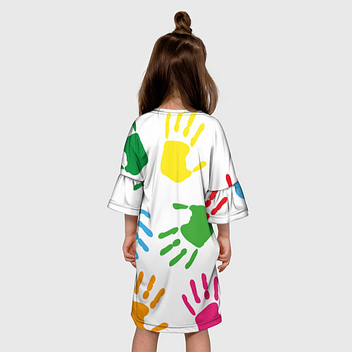 Детское платье Цветные ладошки - Детский узор / 3D-принт – фото 4