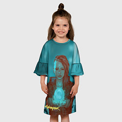 Платье клеш для девочки Cyberpunk 2077 V, цвет: 3D-принт — фото 2