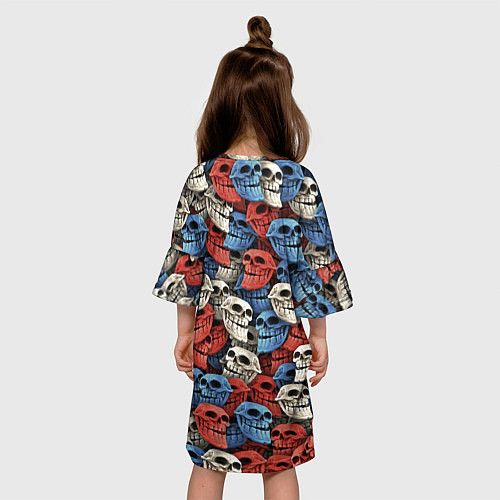 Детское платье Черепа троллей триколор / 3D-принт – фото 4