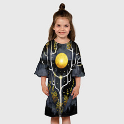 Платье клеш для девочки Графит и золото: дерево жизни, цвет: 3D-принт — фото 2