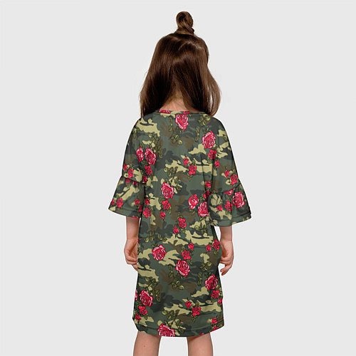 Детское платье Камуфляж и розы / 3D-принт – фото 4
