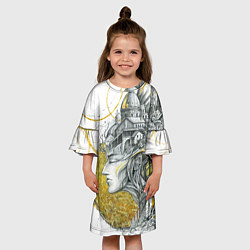 Платье клеш для девочки Мечты города, цвет: 3D-принт — фото 2