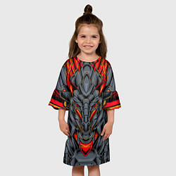 Платье клеш для девочки Механический дракон, цвет: 3D-принт — фото 2