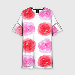 Платье клеш для девочки Розы, цвет: 3D-принт