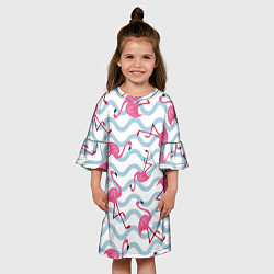 Платье клеш для девочки Фламинго Волны, цвет: 3D-принт — фото 2