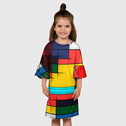Платье клеш для девочки Абстрактные фигуры цвета, цвет: 3D-принт — фото 2