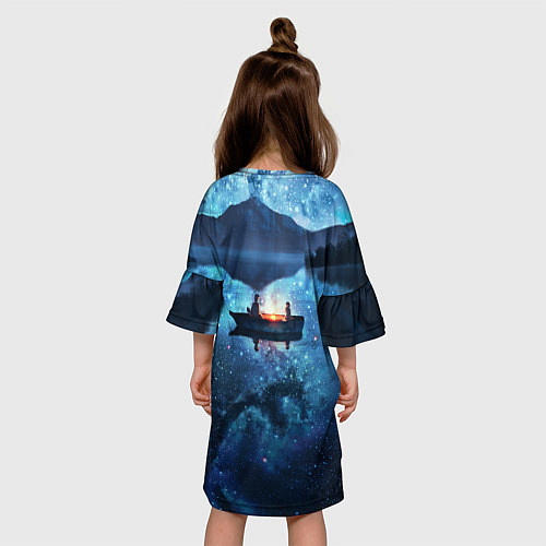 Детское платье Пара на лодке на озере ночью / 3D-принт – фото 4