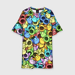 Платье клеш для девочки Цветные Поп Котики, цвет: 3D-принт