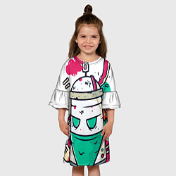 Платье клеш для девочки Граффити, цвет: 3D-принт — фото 2