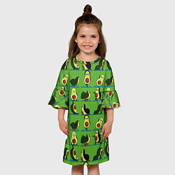 Платье клеш для девочки Авокадо Зарядка, цвет: 3D-принт — фото 2