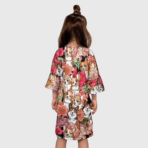 Детское платье Корги & Цветы / 3D-принт – фото 4