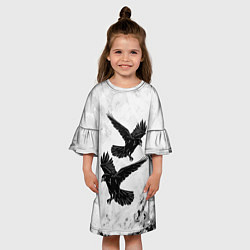 Платье клеш для девочки Gothic crows, цвет: 3D-принт — фото 2
