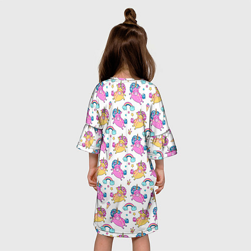 Детское платье Цветные Единорожки Паттерн / 3D-принт – фото 4