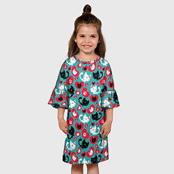 Платье клеш для девочки Kitty Любовь, цвет: 3D-принт — фото 2