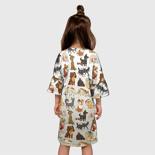 Детское платье Узор песики собачки гав / 3D-принт – фото 4