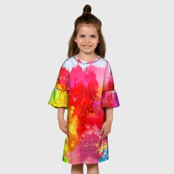Платье клеш для девочки Брызги краски, цвет: 3D-принт — фото 2
