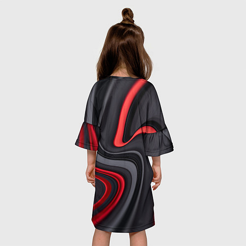 Детское платье Черные и красные линии / 3D-принт – фото 4