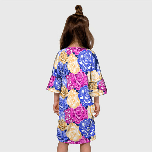 Детское платье Неоновые бутоны роз / 3D-принт – фото 4