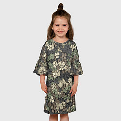 Платье клеш для девочки Камуфляж с клевером, цвет: 3D-принт — фото 2