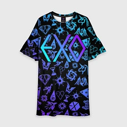 Платье клеш для девочки EXO K-POP LogoBombing, цвет: 3D-принт