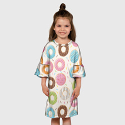 Платье клеш для девочки Пончики Donuts, цвет: 3D-принт — фото 2