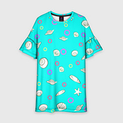 Платье клеш для девочки Морские моллюски, цвет: 3D-принт