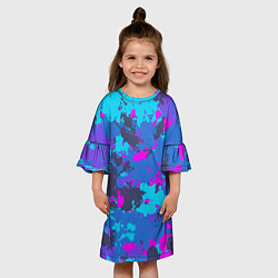 Платье клеш для девочки Неоновые краски, цвет: 3D-принт — фото 2