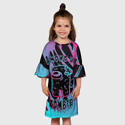 Платье клеш для девочки Among Us Neon Zombie, цвет: 3D-принт — фото 2