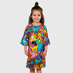 Платье клеш для девочки Crazy abstraction, цвет: 3D-принт — фото 2