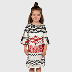Платье клеш для девочки Славянский узор красно-черный, цвет: 3D-принт — фото 2