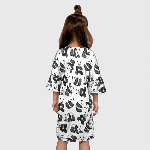 Детское платье Акварельные панды паттерн / 3D-принт – фото 4