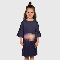 Платье клеш для девочки Закат в пещере, цвет: 3D-принт — фото 2