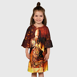 Платье клеш для девочки Valheim Викинг в огне, цвет: 3D-принт — фото 2