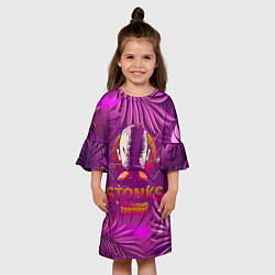 Платье клеш для девочки Fortnite Neon Stonks Meme, цвет: 3D-принт — фото 2
