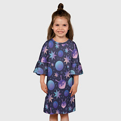 Платье клеш для девочки Космический микс, цвет: 3D-принт — фото 2