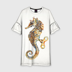 Платье клеш для девочки Морской конёк, цвет: 3D-принт