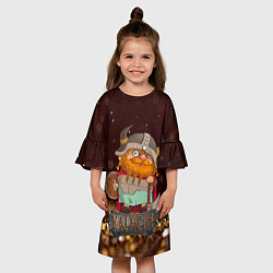 Платье клеш для девочки Valheim мультяшный викинг, цвет: 3D-принт — фото 2