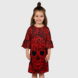 Платье клеш для девочки ЦВЕТОЧНЫЙ ЧЕРЕП, цвет: 3D-принт — фото 2