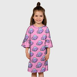 Платье клеш для девочки Сатурн, цвет: 3D-принт — фото 2