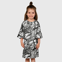 Платье клеш для девочки Тату ретро, цвет: 3D-принт — фото 2