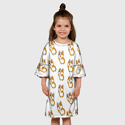 Платье клеш для девочки Собаки Корги, цвет: 3D-принт — фото 2